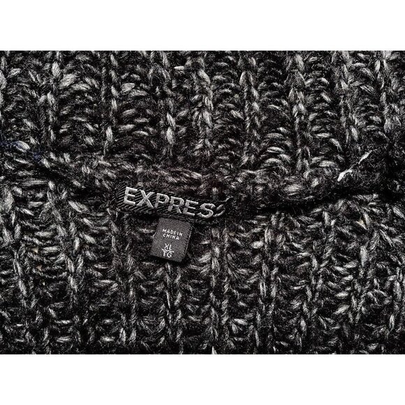 Y2K Wool Express High Lo Hem Asymmetric Drape Open Cardigan Charcoal Women’s XL - Picture 9 of 11